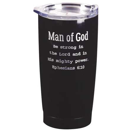 Matte Black 20 ounces Stainless Steel Travel Tumbler Mug with Lid, Man of God by Dicksons