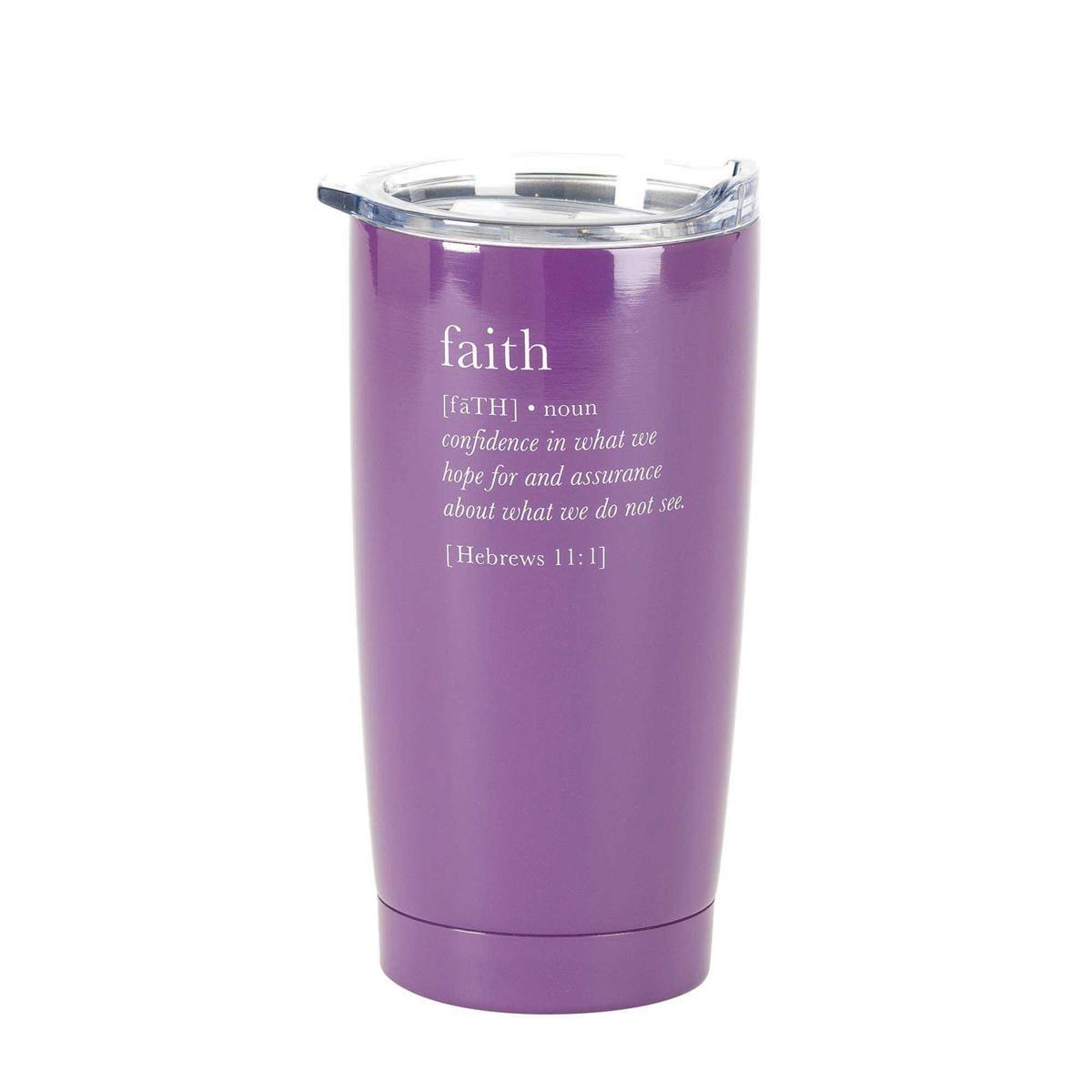 Faith Definition Plum Purple 20 ounce Stainless Steel Travel Tumbler Mug by Dicksons