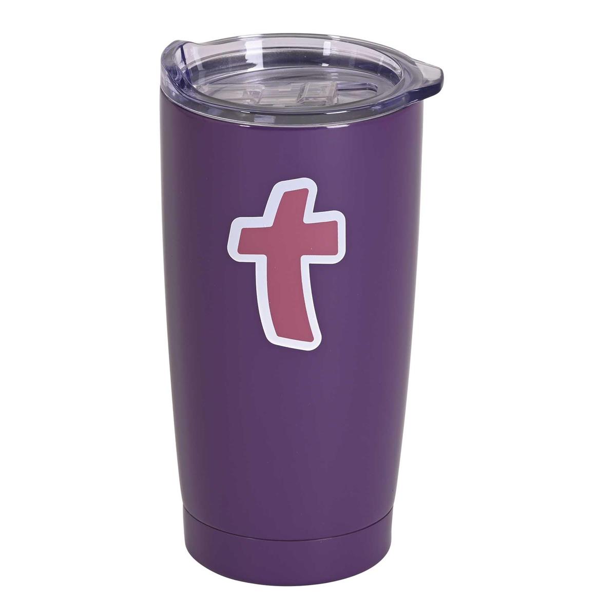Tumbler Pink Cross 20 oz Purple by Dicksons