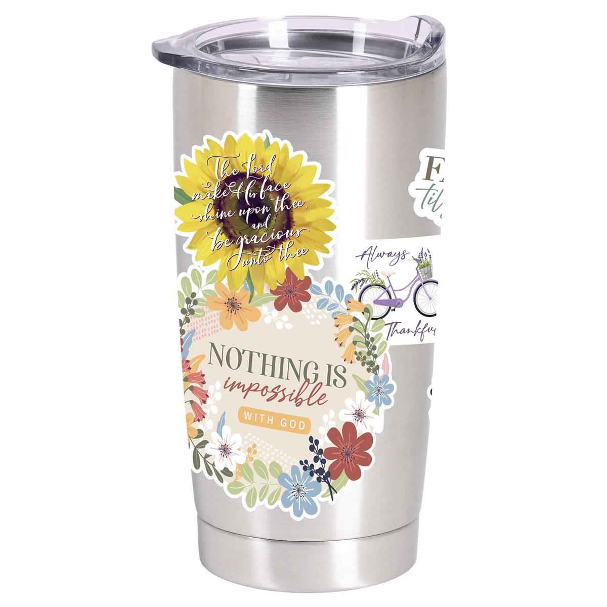 Tumbler Flowers With Scripture 20 Oz by Dicksons, product view 2