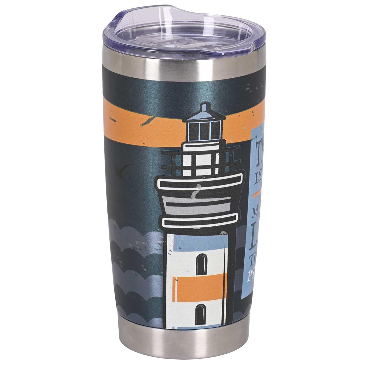 Inspirational Christian Travel Tumbler Cup 20 Ounce Stainless Steel Lighthouse (SSTUMSS-8) by Dicksons, product view 2