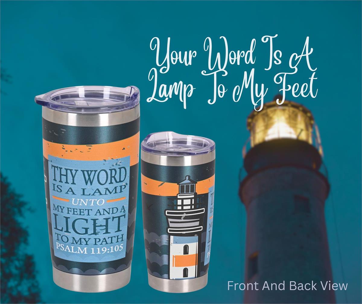 Inspirational Christian Travel Tumbler Cup 20 Ounce Stainless Steel Lighthouse (SSTUMSS-8) by Dicksons, product view 3