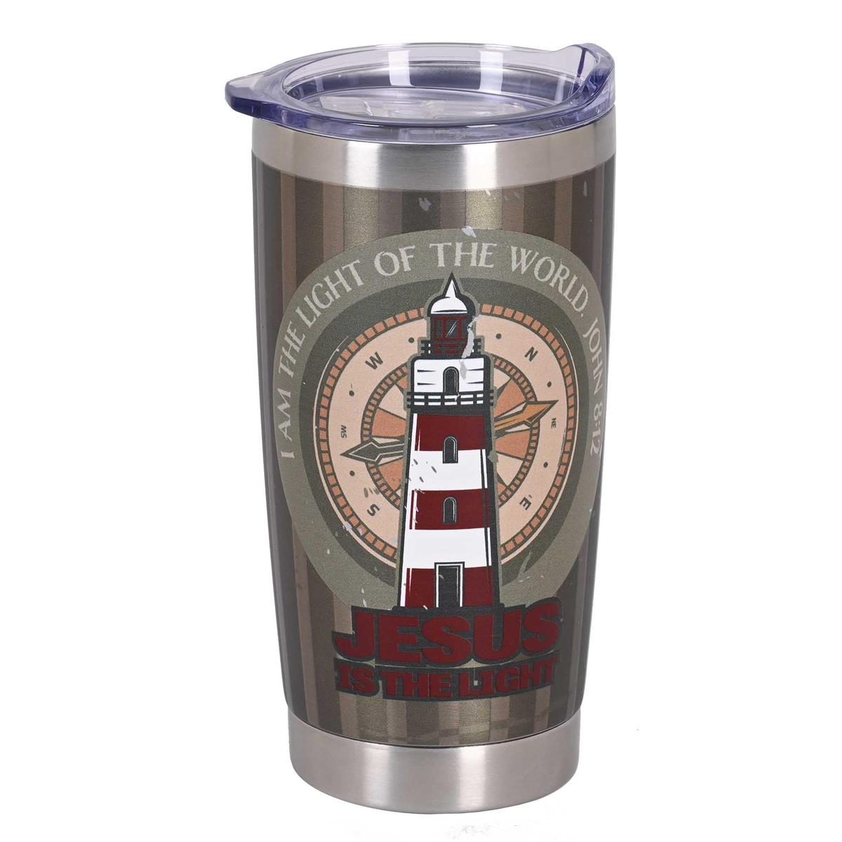 Inspirational Christian Travel Tumbler Cup 20 Ounce Stainless Steel Lighthouse (SSTUMSS-9) by Dicksons