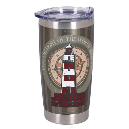 Inspirational Christian Travel Tumbler Cup 20 Ounce Stainless Steel Lighthouse (SSTUMSS-9) by Dicksons