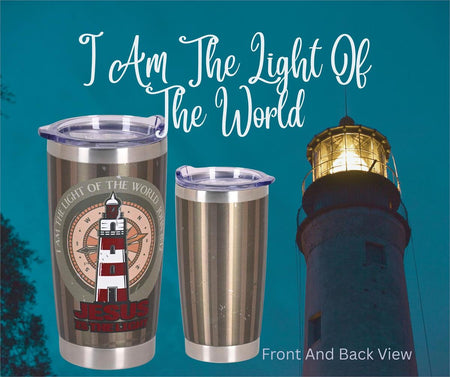 Inspirational Christian Travel Tumbler Cup 20 Ounce Stainless Steel Lighthouse (SSTUMSS-9) by Dicksons, product view 3