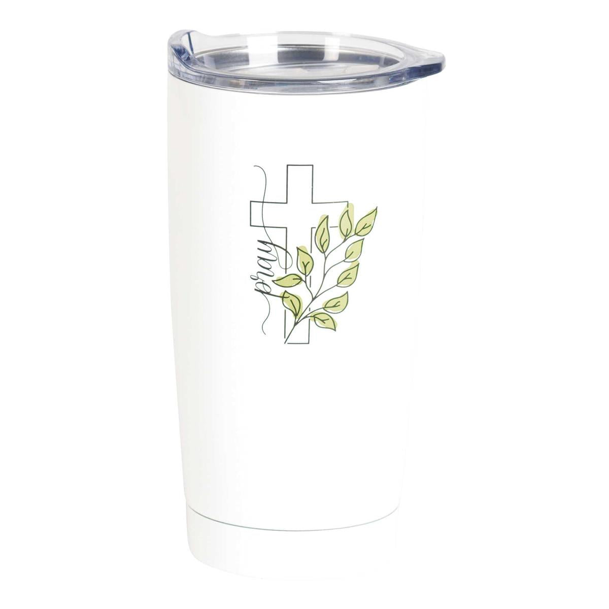 Tumbler Cross Pray White 20 oz by Dicksons