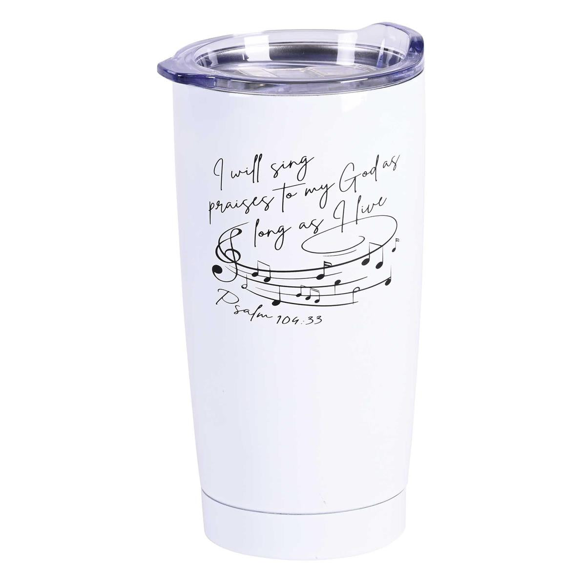 Classic White 20 Ounces Stainless Steel Travel Tumbler Mug with Lid (SSTUMW-154) by Dicksons