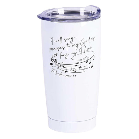Classic White 20 Ounces Stainless Steel Travel Tumbler Mug with Lid (SSTUMW-154) by Dicksons