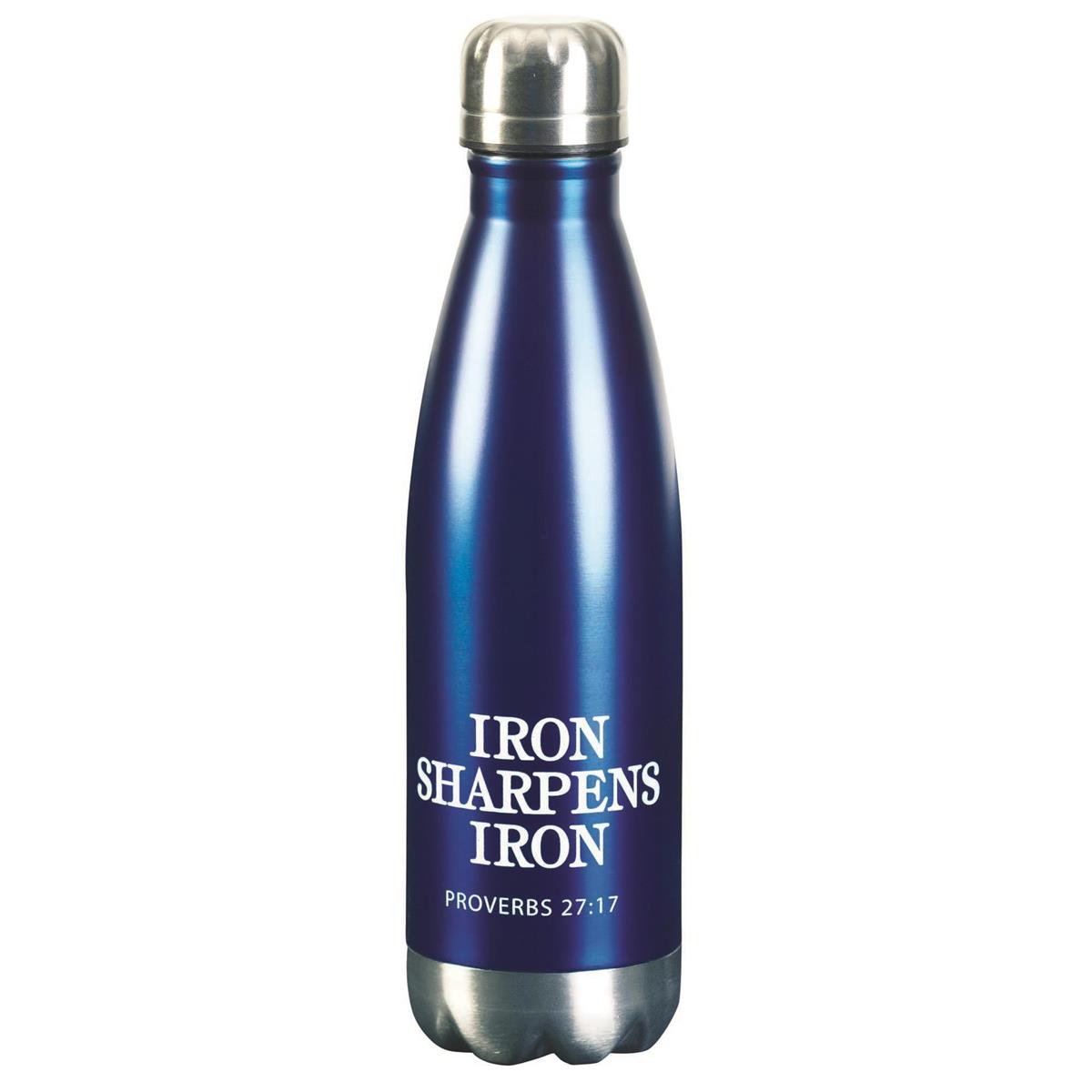Water Bottle Iron Sharpens Iron Blue by Dicksons