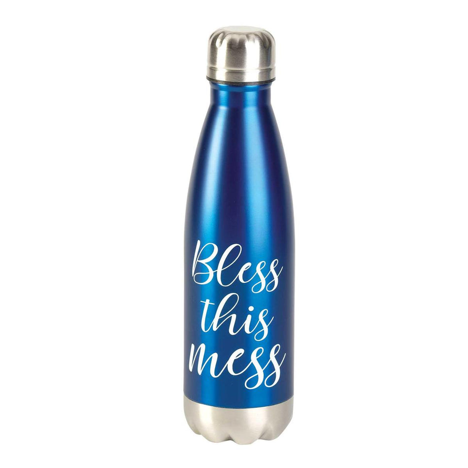 Water Bottle Bless This Mess Blue 17 oz by Dicksons