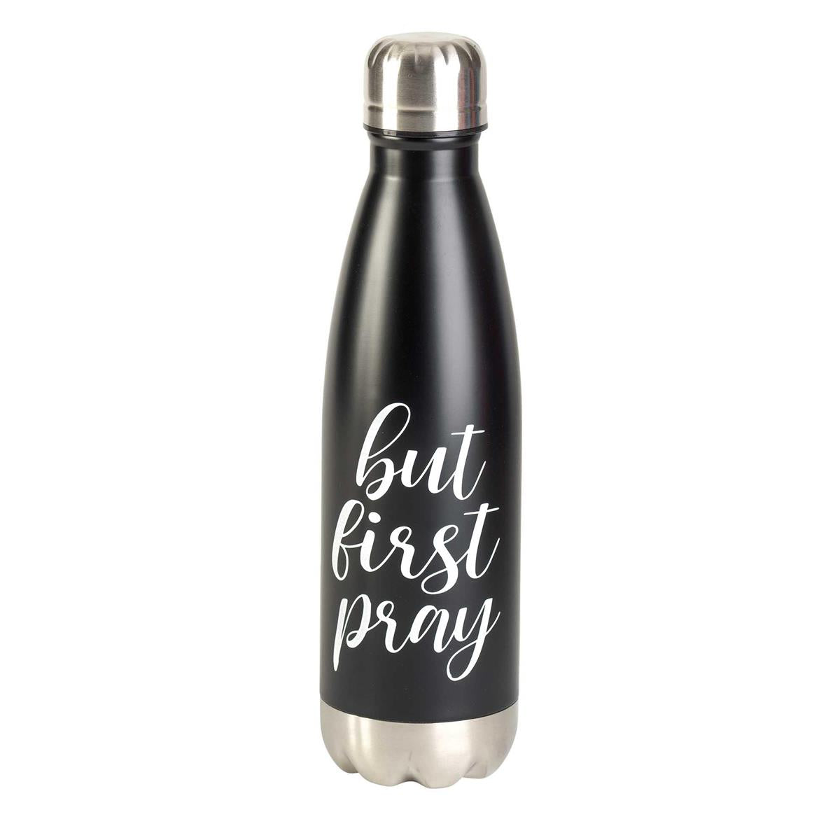 Water Bottle But First Pray Black 17 oz by Dicksons
