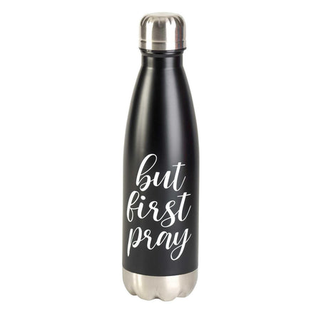 Water Bottle But First Pray Black 17 oz by Dicksons