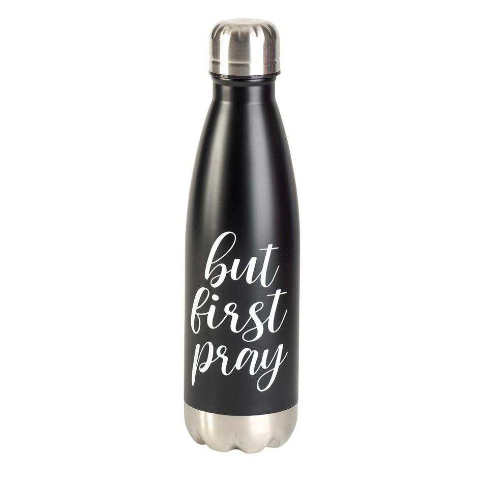 Water Bottle But First Pray Black 17 oz by Dicksons