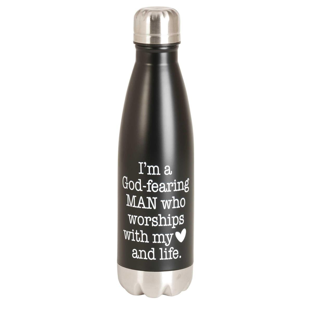 God Fearing Man Worship Black 17 ounce Stainless Steel Screw Top Lid Sports by Dicksons
