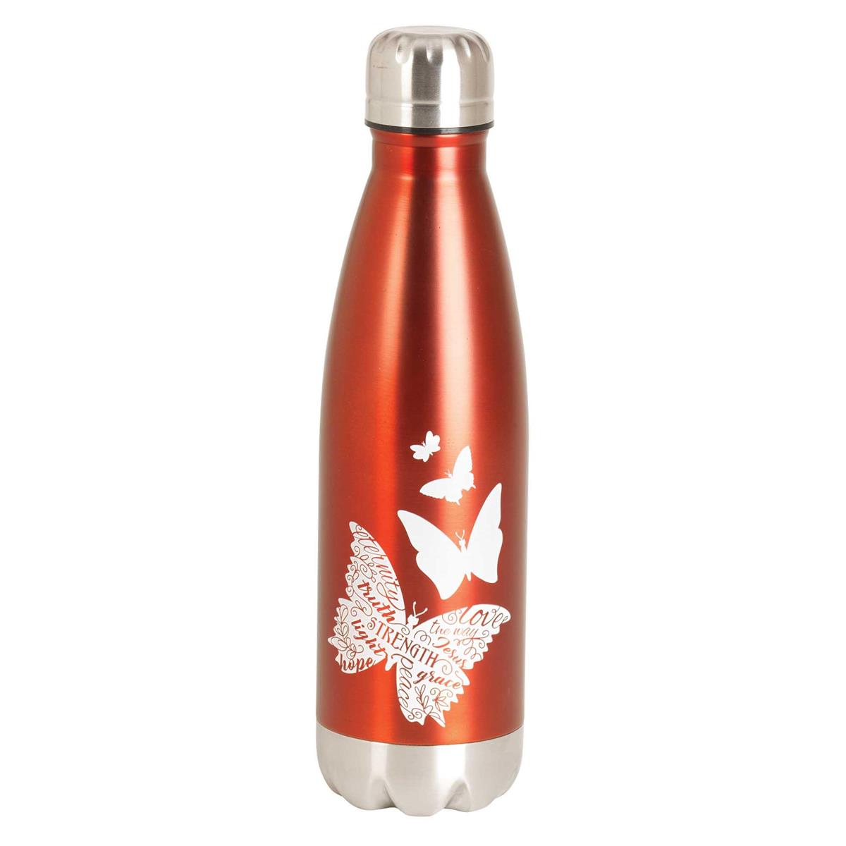Water Bottle Butterflies Red 17 oz by Dicksons