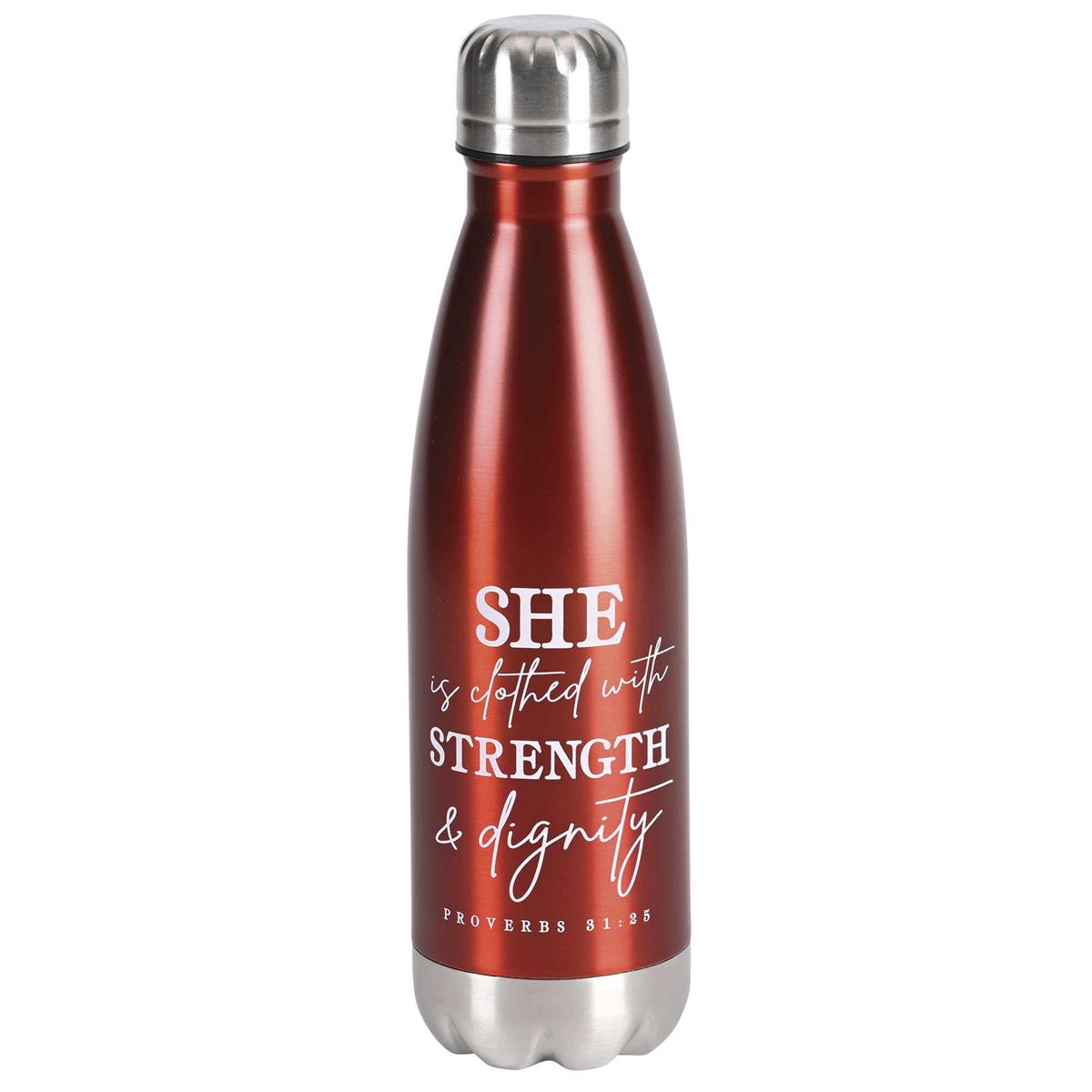 Water Bottle She Is Clothed Red 17 oz by Dicksons