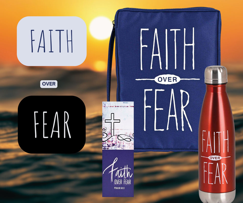 Faith Over Fear - 17 Ounce Red Stainless Steel Sports Travel Water Bottle by Dicksons, product view 2