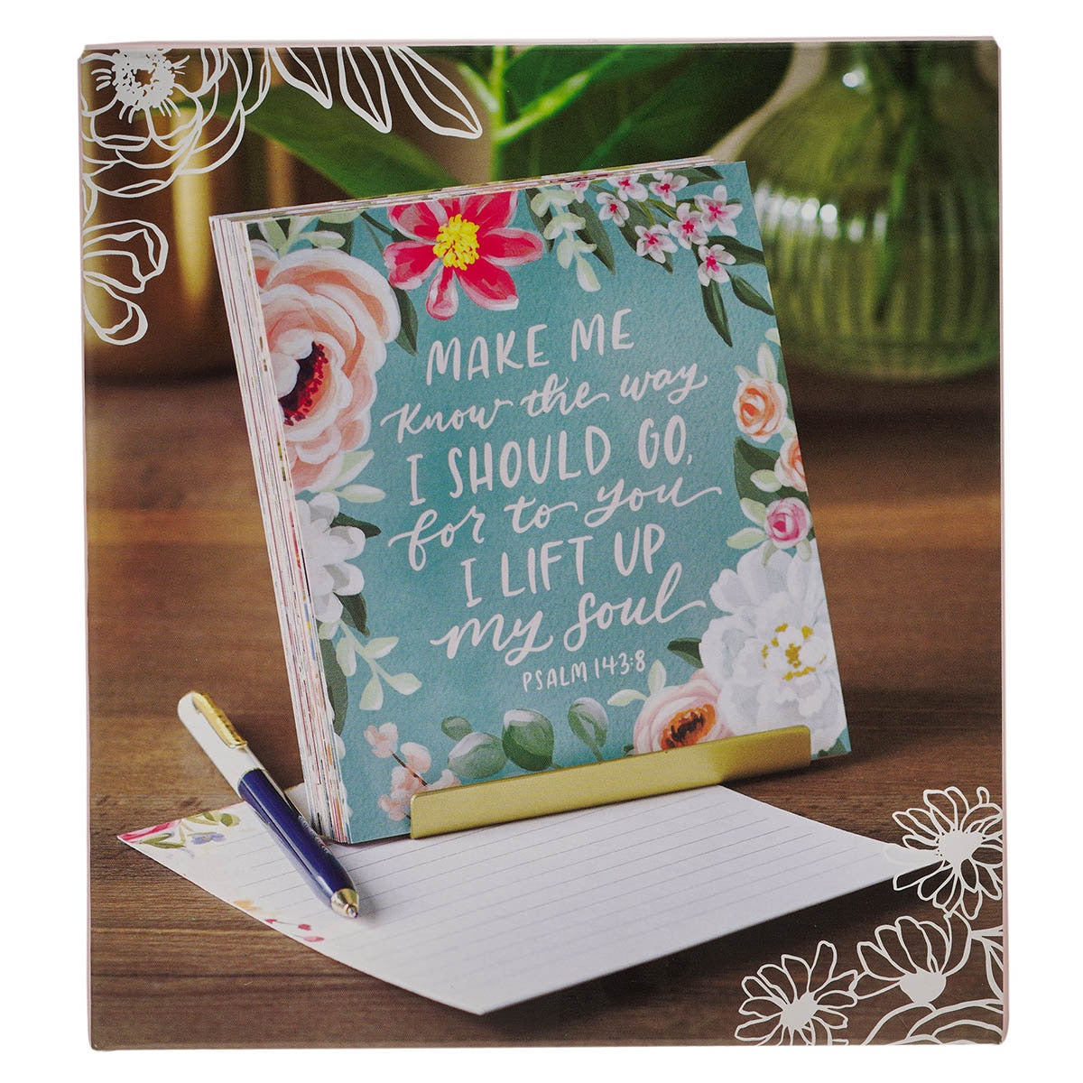 Blossoms of Faith Desktop Scripture Cards with Gold Metal Stand by Christian Art Gifts