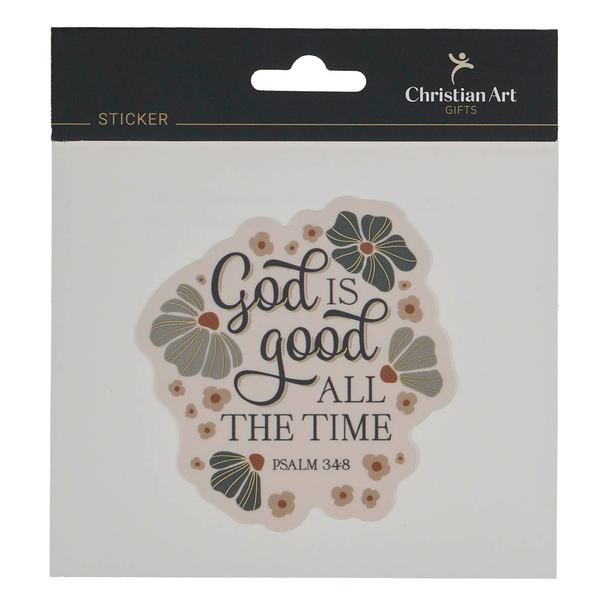 God is Good Blue Blooms Sticker - Psalm 34:8 by Christian Art Gifts