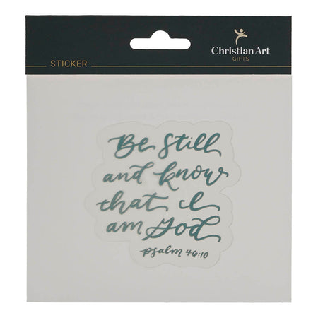 Be Still and Know Holographic Silver Vinyl Sticker- Psalm 46:10 by Christian Art Gifts