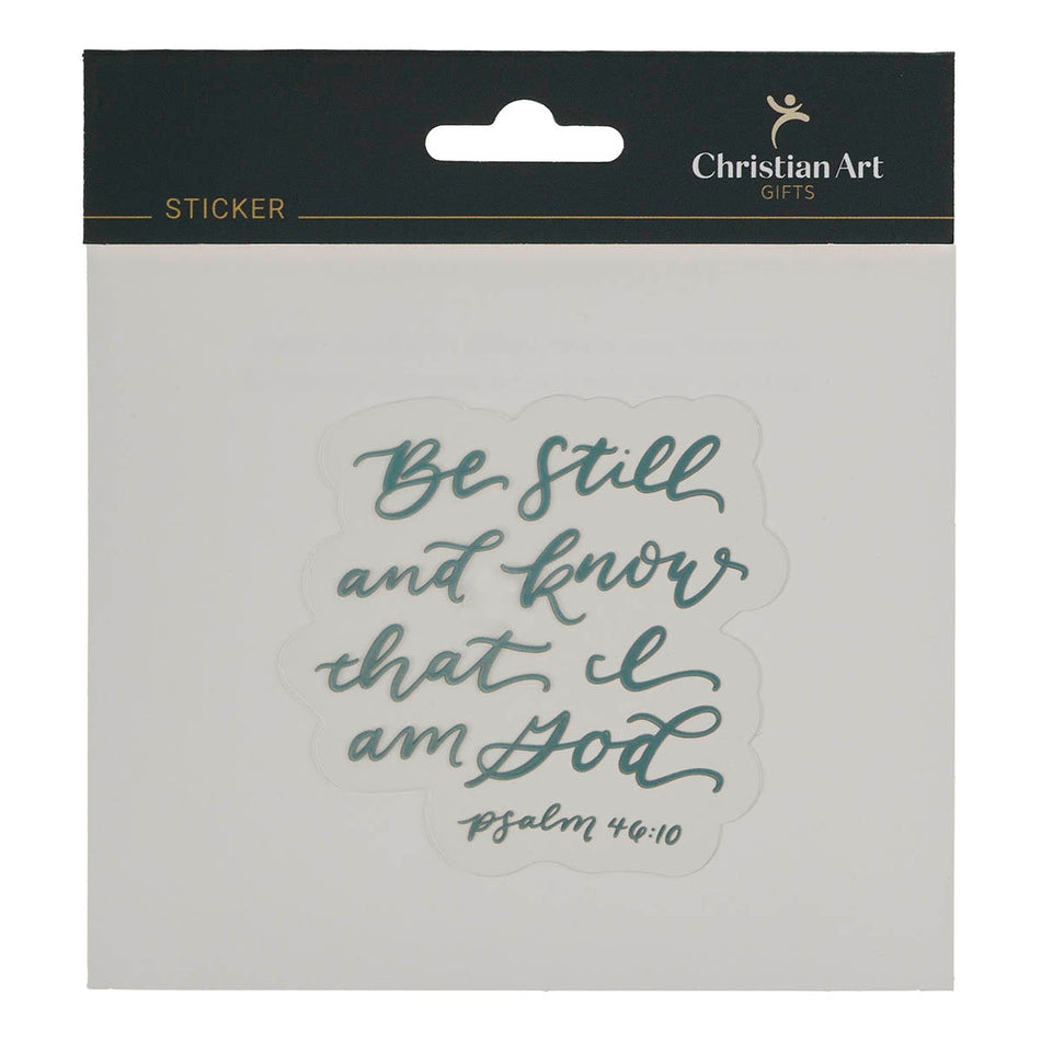 Be Still and Know Holographic Silver Vinyl Sticker- Psalm 46:10 by Christian Art Gifts