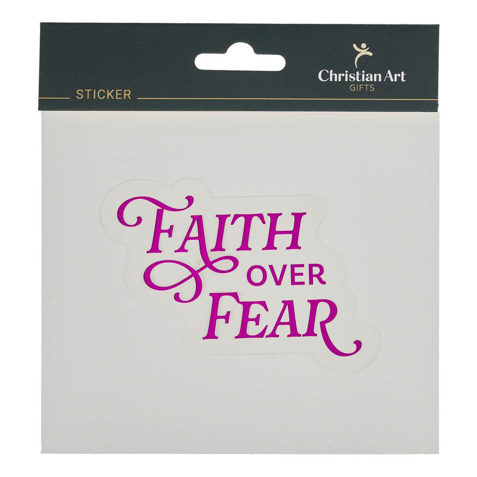 Faith Over Fear Pink Vinyl Sticker by Christian Art Gifts