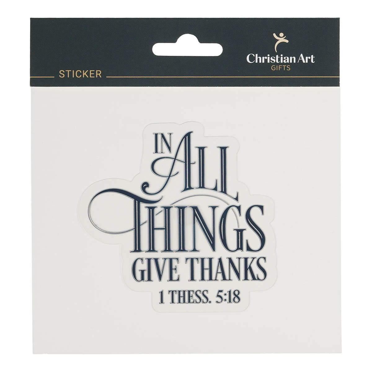 Give Thanks Navy Vinyl Sticker - Thessalonians 5:18 by Christian Art Gifts