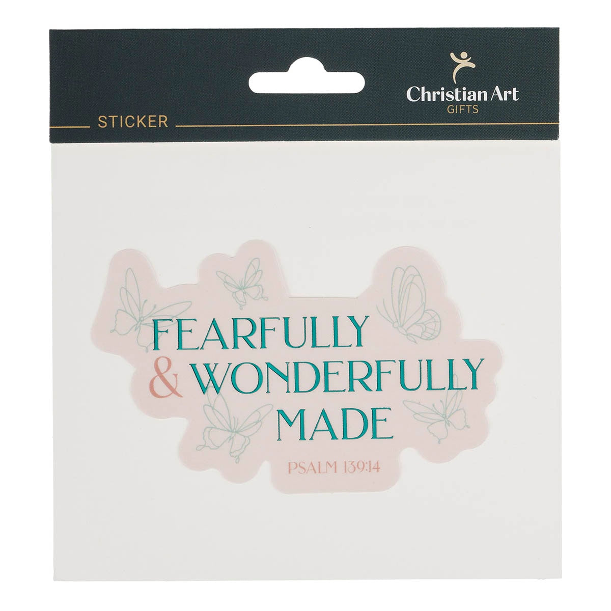 Fearfully and Wonderfully Made Blush Butterfly Vinyl Sticker - Psalm 139:14 by Christian Art Gifts