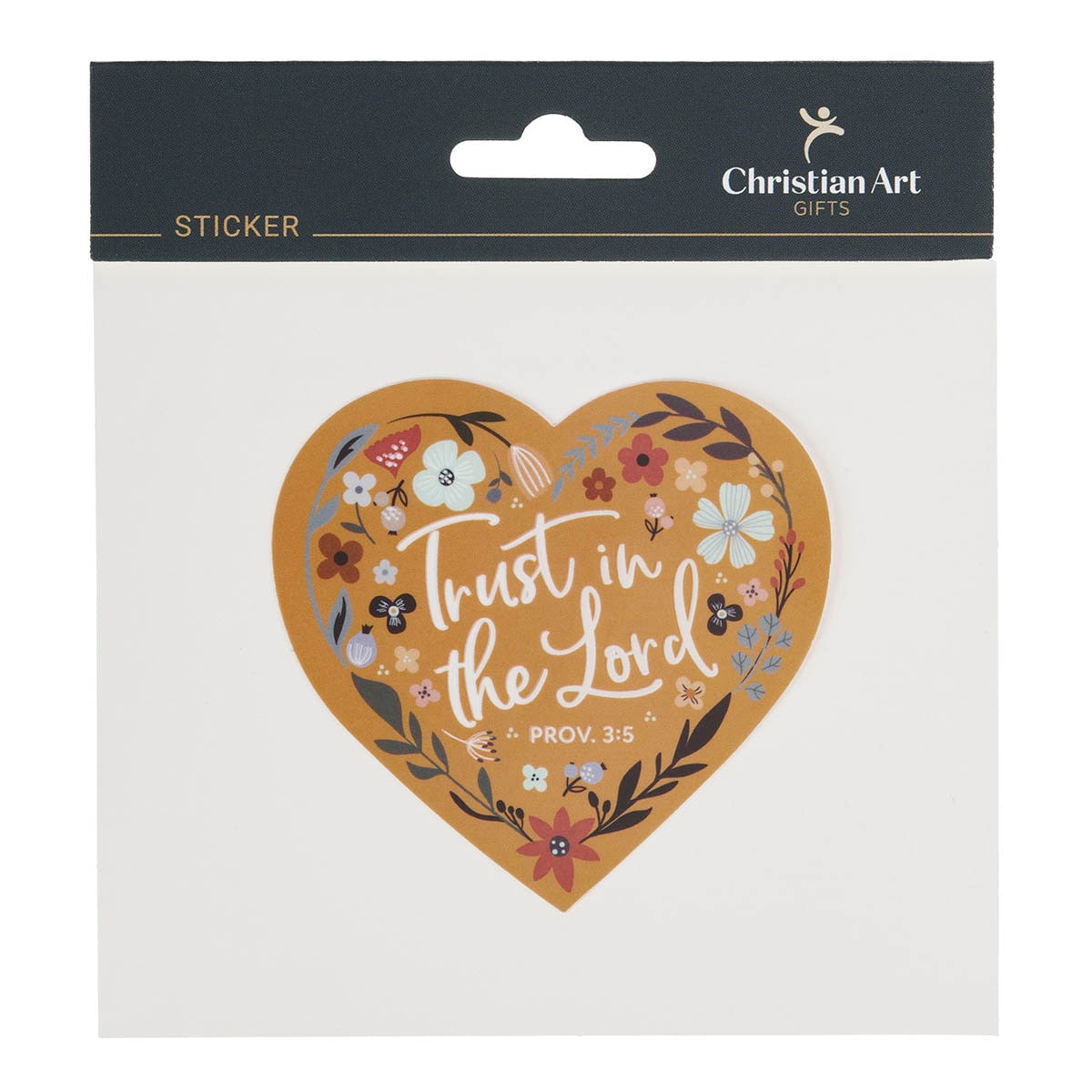 Trust in the Lord Yellow Floral Heart Vinyl Sticker - Proverbs 3:5 by Christian Art Gifts