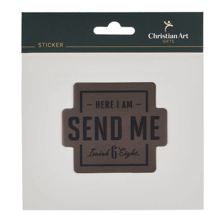 Here I Am Send Me Gray and Black Vinyl Sticker - Isaiah 6:8 by Christian Art Gifts