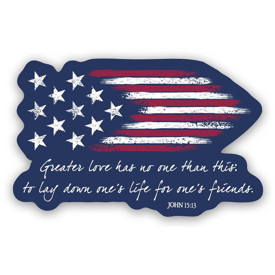 Patriotic Flag - No Greater Love John 15:13-4.75 Inch Red by Dicksons, product view 2