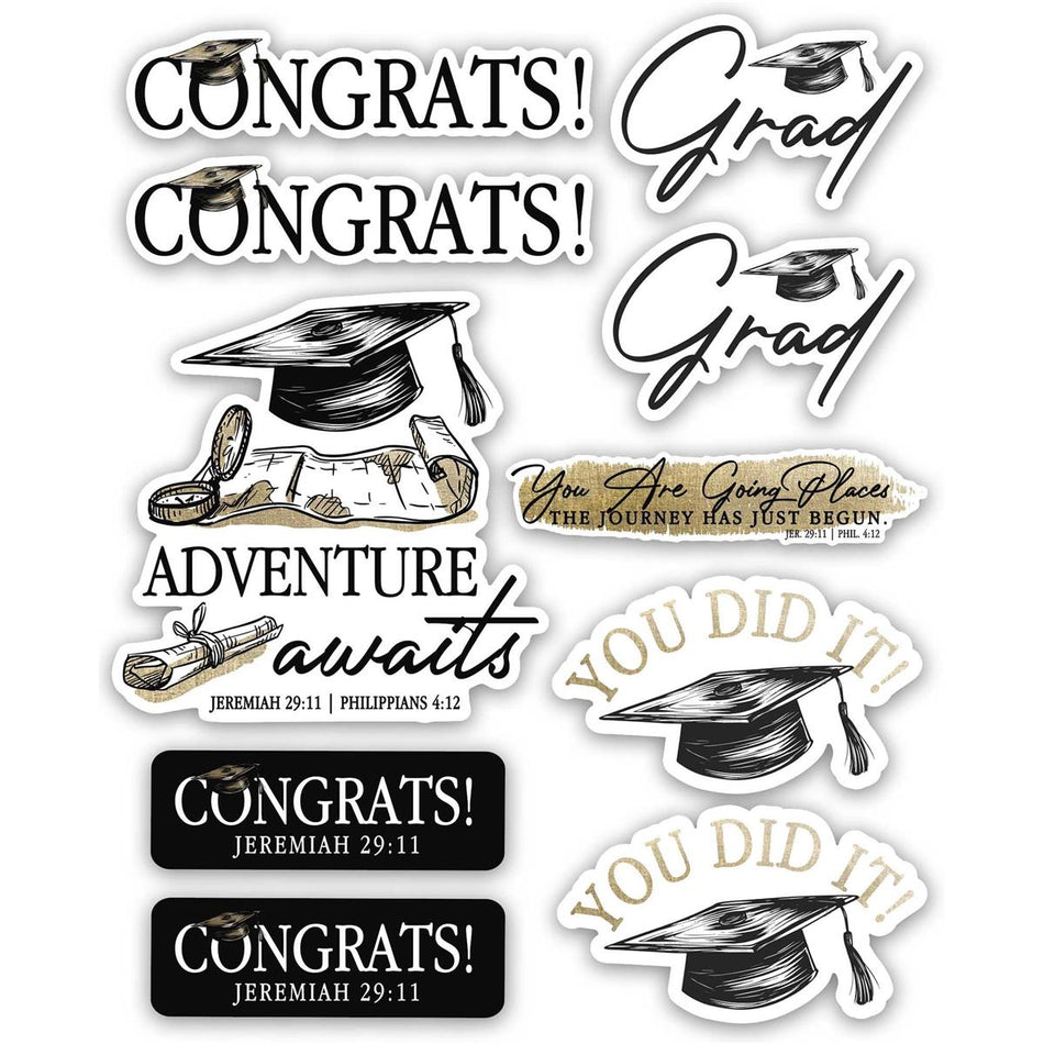 Assorted Graduation Theme - Adventure Awaits - Black and Gold Vinyl Decorative by Dicksons, product view 2