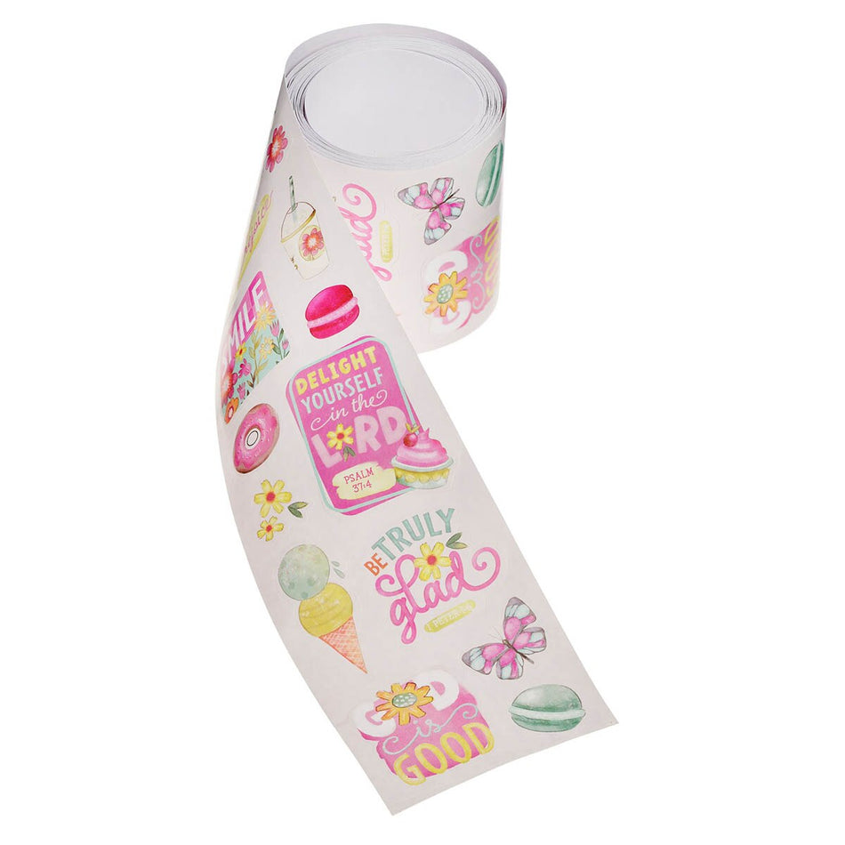 Pink Sprinkled with Joy Sticker Roll by Christian Art Gifts, product view 2