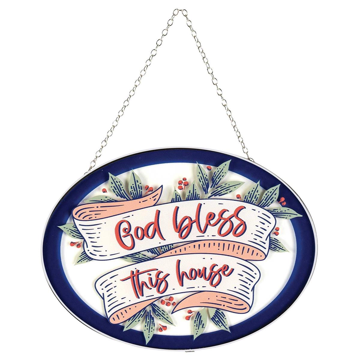 Suncatcher God Bless This House 9in Oval by Dicksons