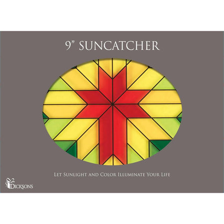 Cross Red, Green, and Yellow 6.5 x 9 Inch Glass Sun Catcher with Suction Cup by Dicksons, product view 2