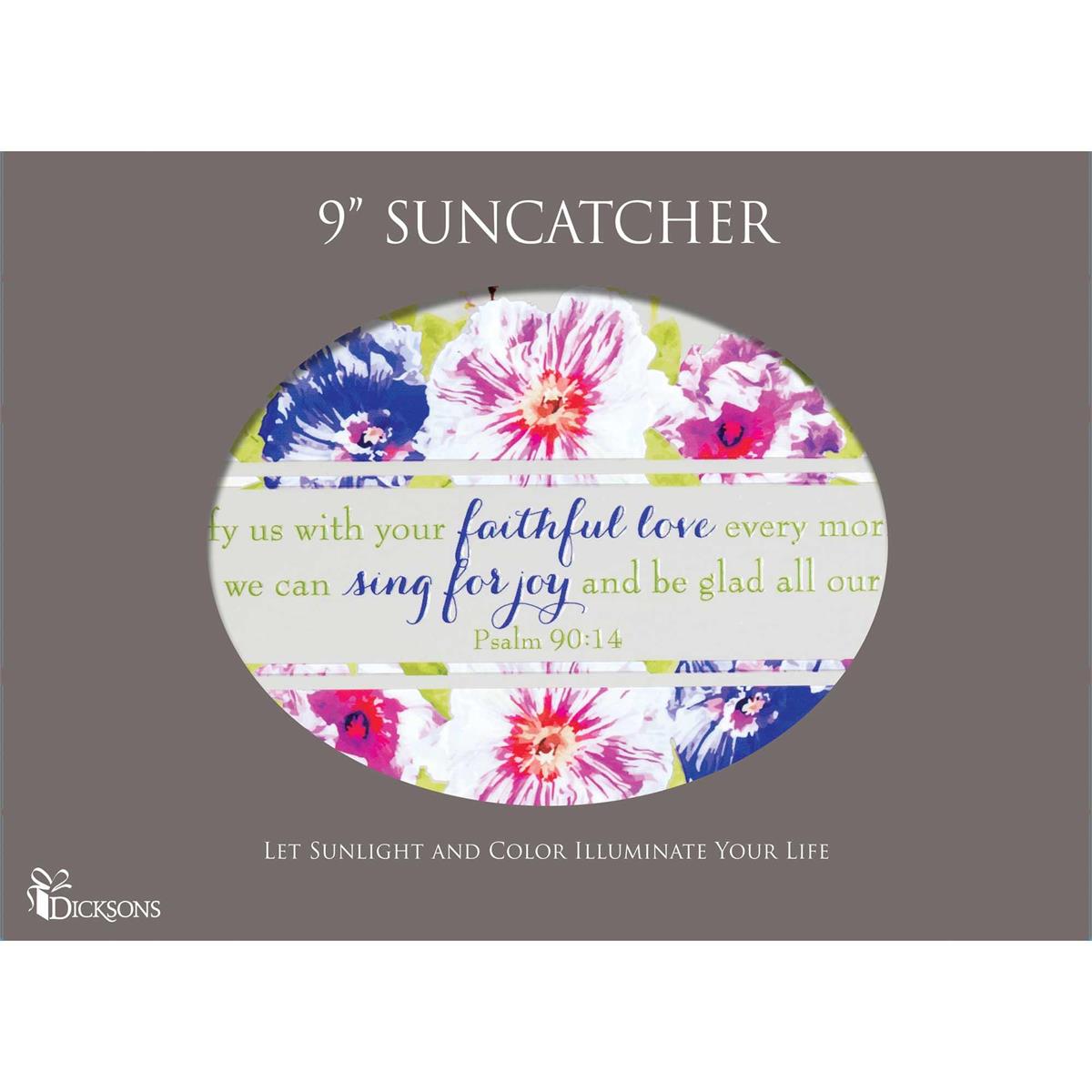 Satisfy with Your Faithful Love Colorful Floral 9 inch Glass Sun Catcher by Dicksons, product view 2