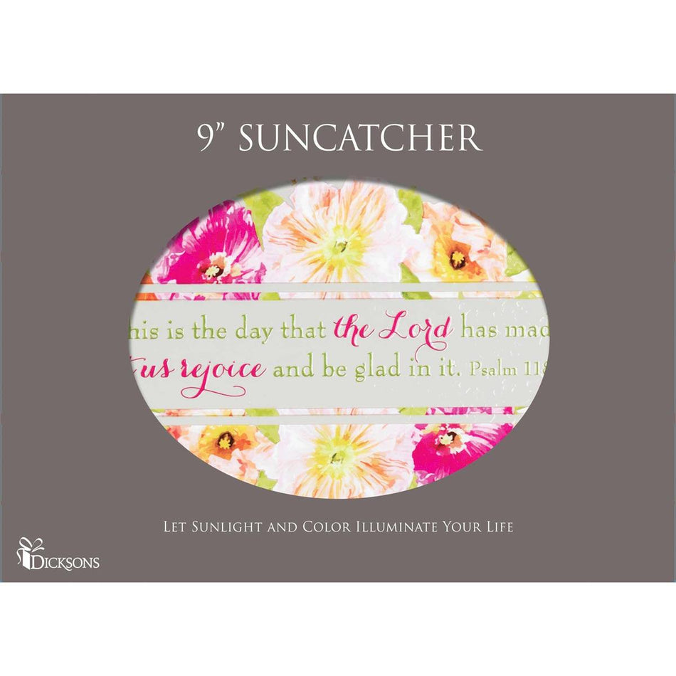 This is Day Lord Has Made Colorful Floral 9 inch Glass Sun Catcher with Suction by Dicksons, product view 2