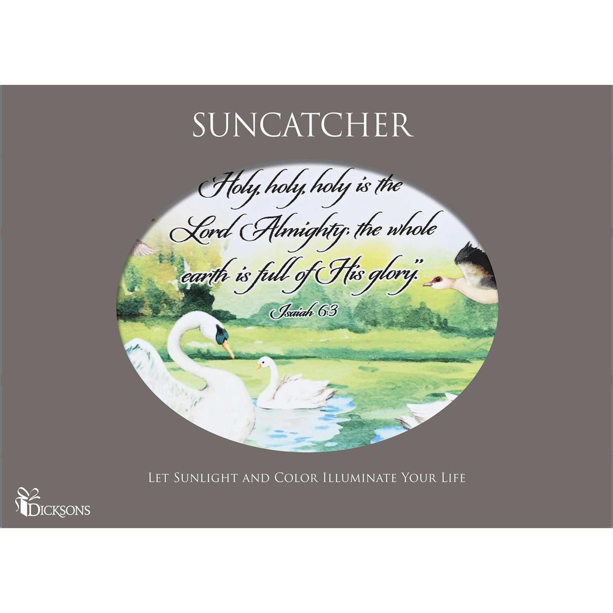 Holy, Holy, Holy Swans On Lake 9 x 6 Inch Metal and Glass Suncatcher by Dicksons, product view 2