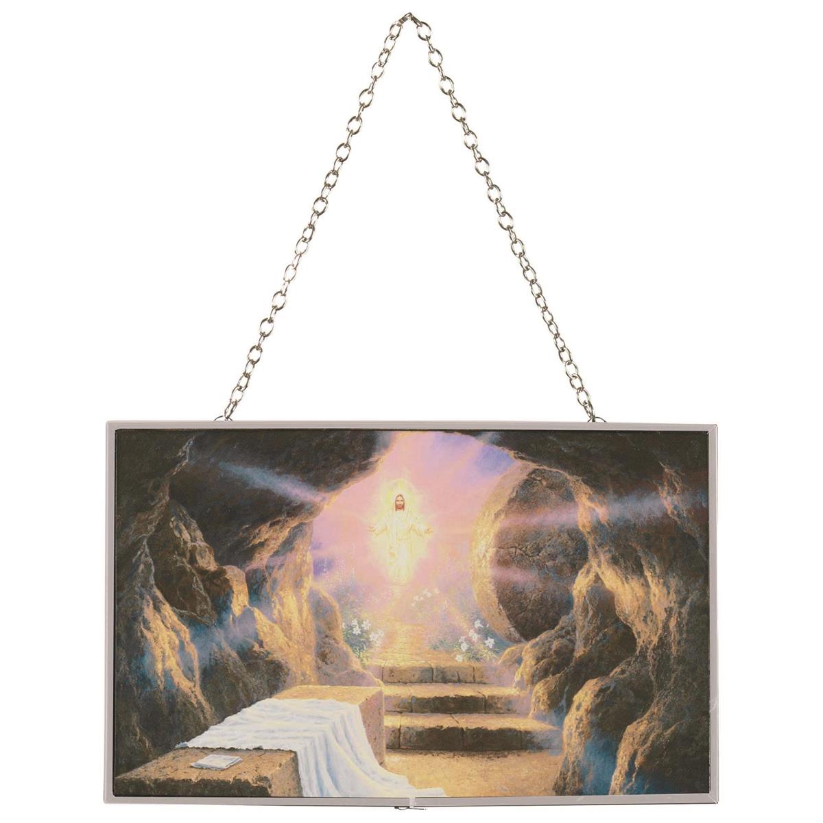 Risen Empty Tomb Art Graphic Multicolor 8 x 5 Metal and Glass Suncatcher by Dicksons