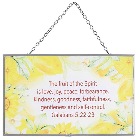 Fruit of The Spirit Lemon Yellow and White 8 x 5 Inch Metal and Glass by Dicksons