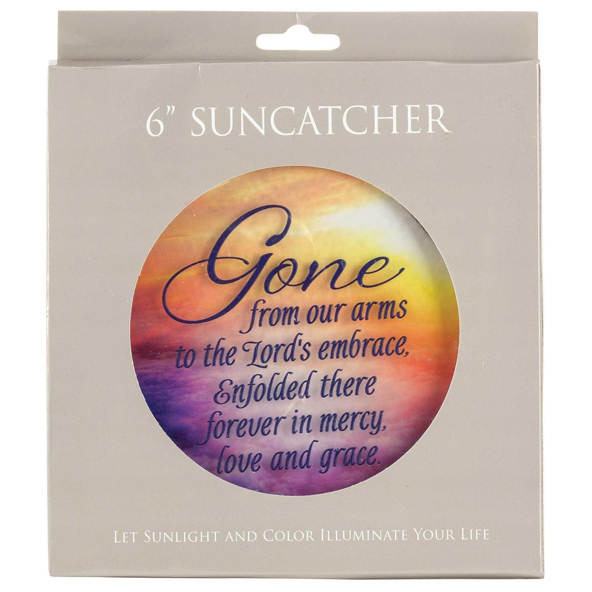 Gone From Our Arms Orange Sunset 6 x 6 Glass Decorative Sun Catcher by Dicksons, product view 2