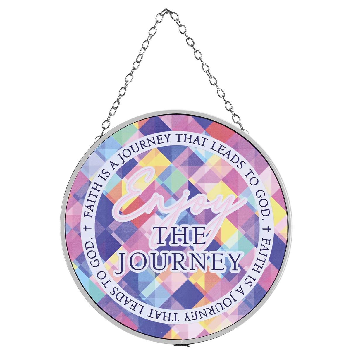 Enjoy The Journey Kaleidoscope of Colors 9 x 6 Inch Metal and Glass Suncatcher by Dicksons