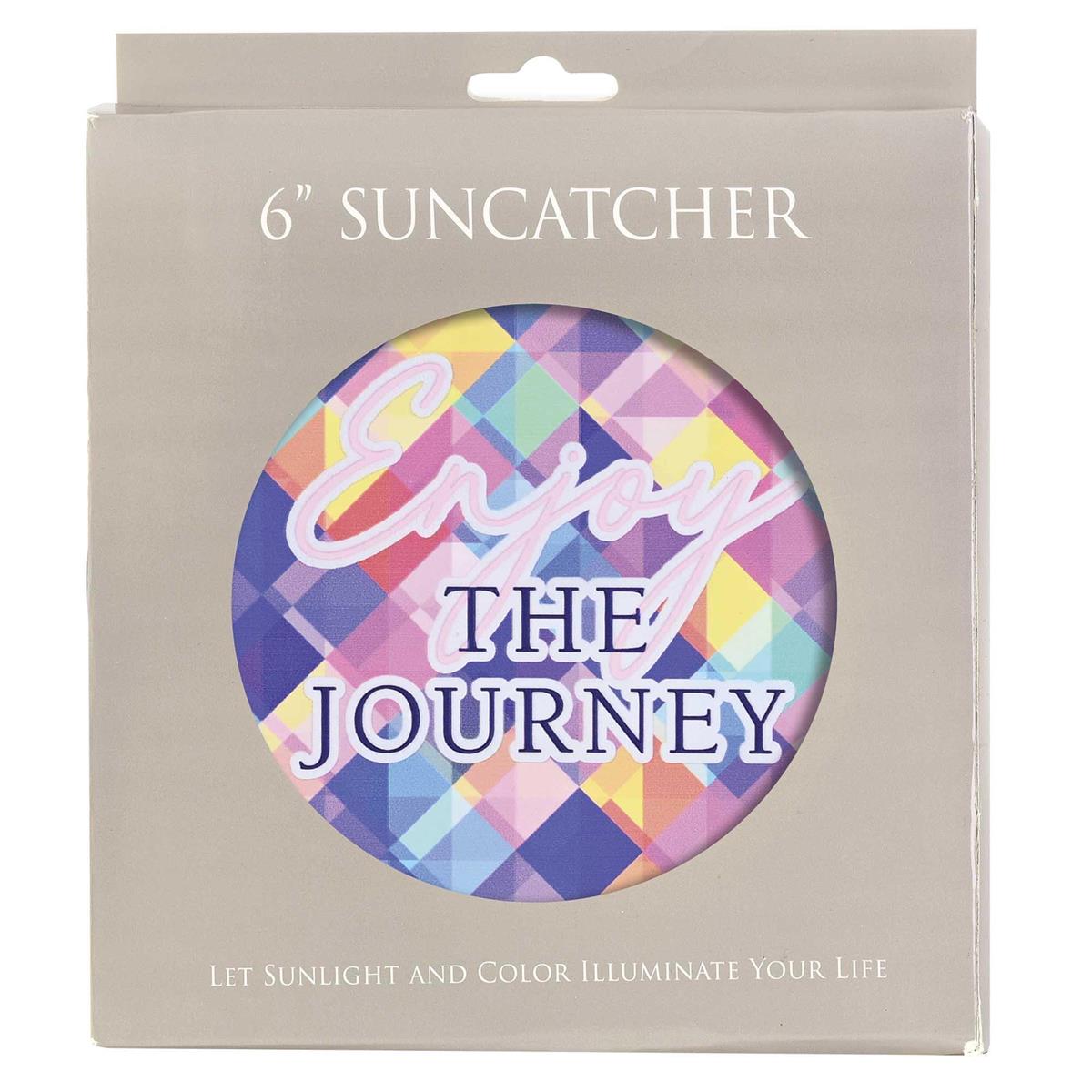 Enjoy The Journey Kaleidoscope of Colors 9 x 6 Inch Metal and Glass Suncatcher by Dicksons, product view 2