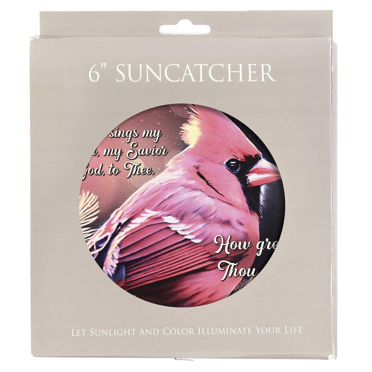 Then Sings My Soul Cardinal Red 6 x 6 Inch Metal/Glass Window Suncatcher by Dicksons, product view 2