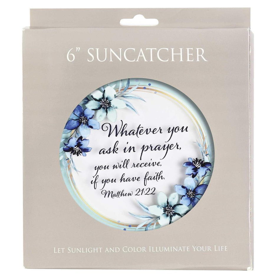 Whatever You Ask in Prayer - Matthew 21:22-6 Inch Teal Blue Glass and Metal by Dicksons, product view 2