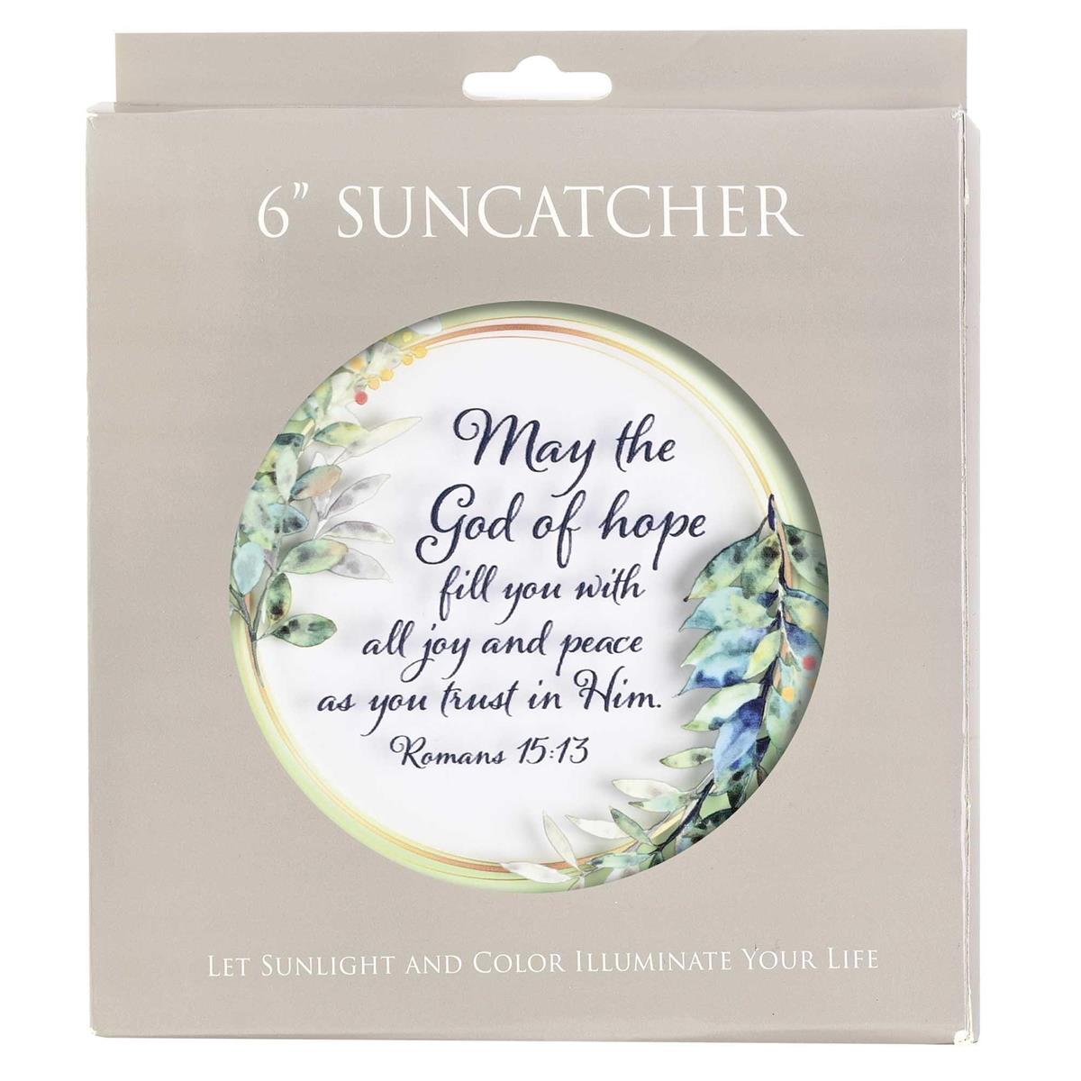 The God of Hope - Romans 15:13-6 Inch Mint Green Glass and Metal Window Hanging by Dicksons, product view 2