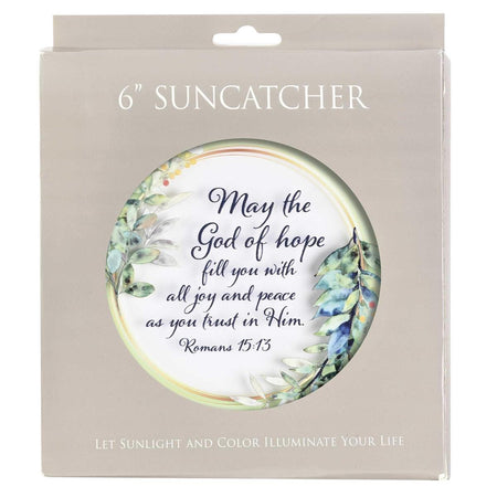 The God of Hope - Romans 15:13-6 Inch Mint Green Glass and Metal Window Hanging by Dicksons, product view 2