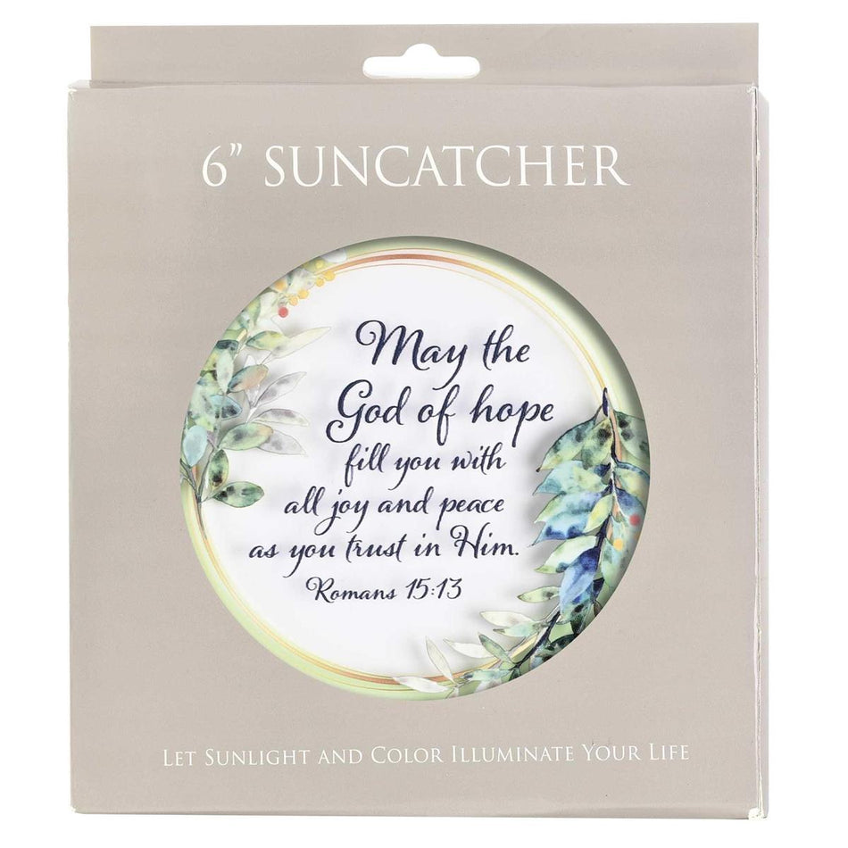 The God of Hope - Romans 15:13-6 Inch Mint Green Glass and Metal Window Hanging by Dicksons, product view 2