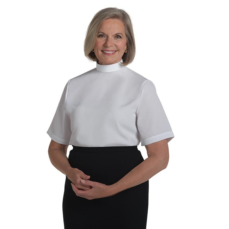 Women's Neckband Clergy Shell Blouse - White