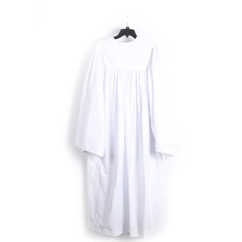 White Baptismal Gown – Box Pleats – Poly Cotton - Select your Size